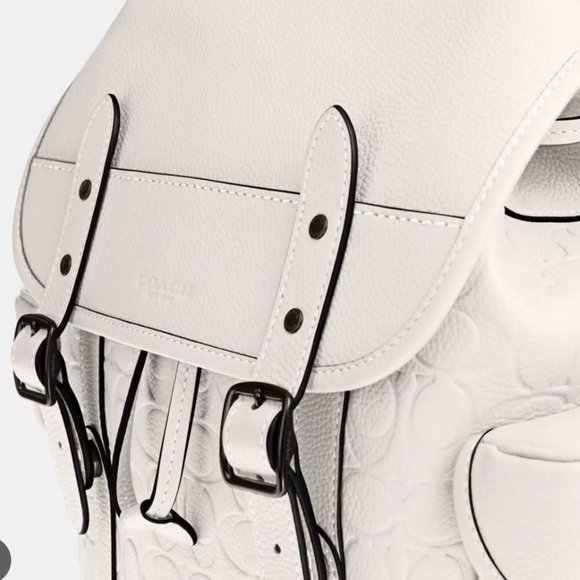 Coach Hitch Backpack in White Signature Leather - Picture 9 of 10